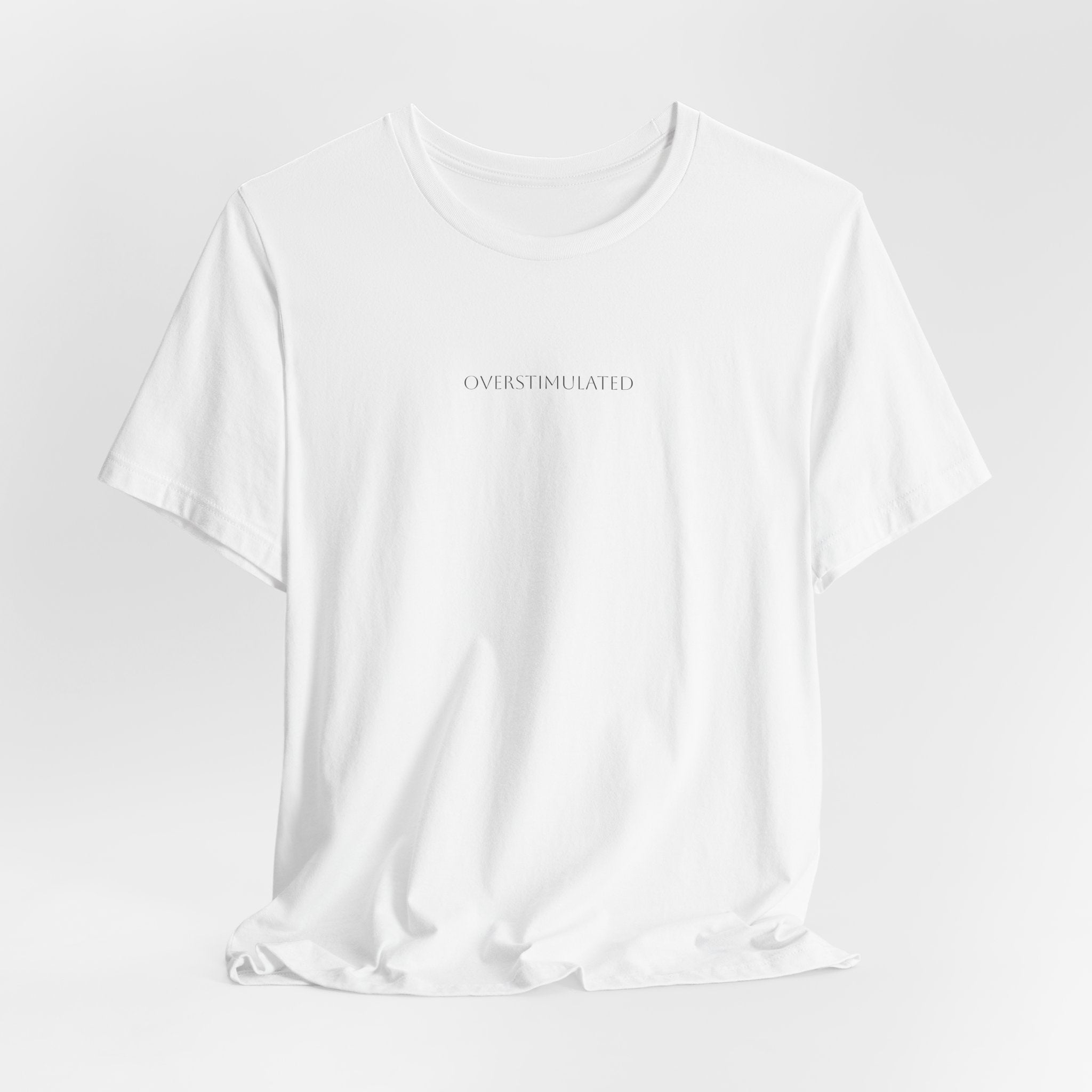 Minimalist White Tee — Subtle Center Text Casual T-Shirt